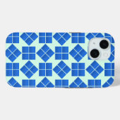 Coques Case-Mate iPhone Carrés bleus tournants (Verso (horizontal))