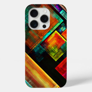 Coque iPhone 15 Pro Carrés colorés Motif d'art Abstrait moderne #04