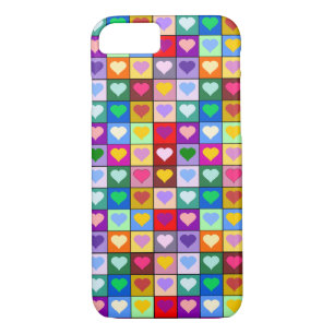 Coque iPhone 8/7 Carrés du coeur coloré