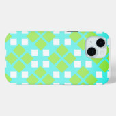 Coques Case-Mate iPhone Carrés et diamants en cyan (Verso (horizontal))