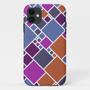 Etui iPhone Case-Mate Carrés géométriques modernes Gris pourpre Brown