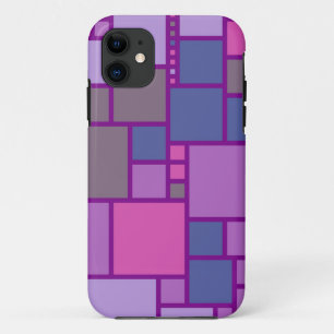 Coques Pour iPhone Carrés géométriques modernes   Rose violet bleu