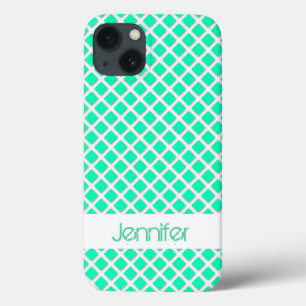 Case-Mate iPhone Case Carrés inclinés turquoise à personnaliser avec un