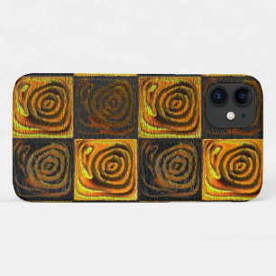 Case-Mate iPhone Case Carrés jaunâtres et cercles en mosaïque rustique