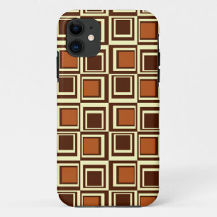 Coques Pour iPhone carrés modernes, caramel et brun chocolat