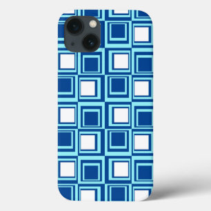 Case-Mate iPhone Case Carrés modernes, indigo clair et foncé avec du bla