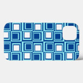 Coques Case-Mate iPhone Carrés modernes, indigo clair et foncé avec du bla (Verso (horizontal))