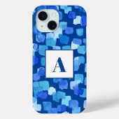 Coques Case-Mate iPhone Carrés peints en bleu Abstrait (Verso)