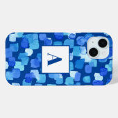 Coques Case-Mate iPhone Carrés peints en bleu Abstrait (Verso (horizontal))