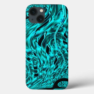 Case-Mate iPhone Case Carrés tordus reflétés dans des tons cyan ou bleu