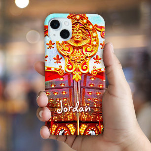 Coque iPhone 15 Mini Carrousel rétro vintage visage photo personnalisée