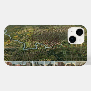 Coque Pour iPhone 14 Carte ancienne de Houston, Texas avec la rivière B