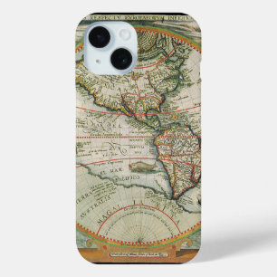 Coque Pour iPhone 15 Carte ancienne du monde Les Amériques, Theodor de 