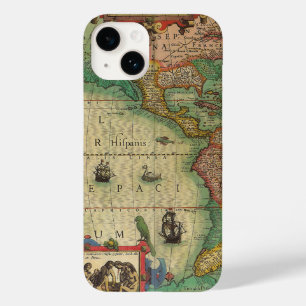 Coque Pour iPhone 14 Carte antique du monde des Amériques par Hondius