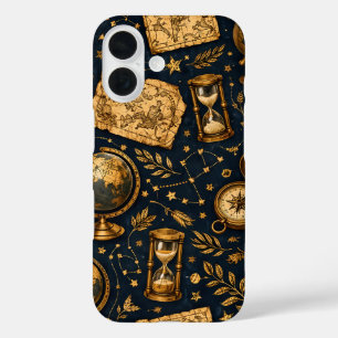 Coques iPhone 16 Carte céleste vintage et motif d'astronomie