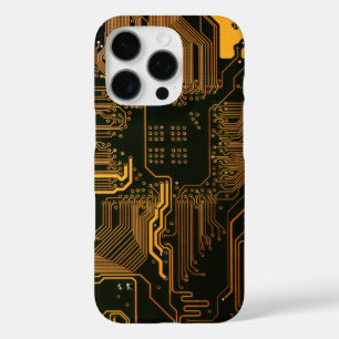 Coques iPhone 16 Pro Carte cool de circuit informatique Orange