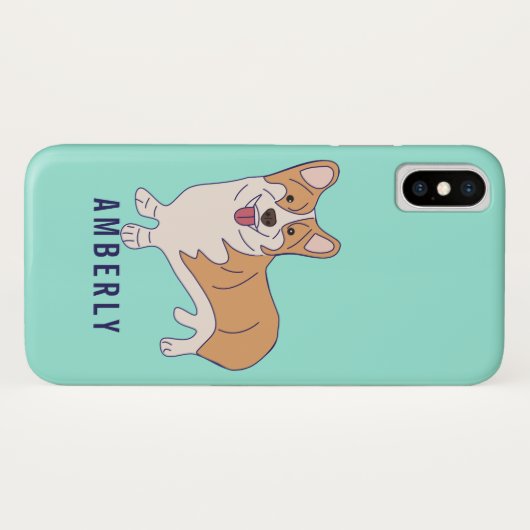 Coques Case-Mate iPhone Carte Corgi Chien vert (Dos (Horizontal))