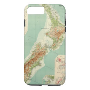 Coque iPhone 8 Plus/7 Plus Carte d'atlas de la Nouvelle Zélande