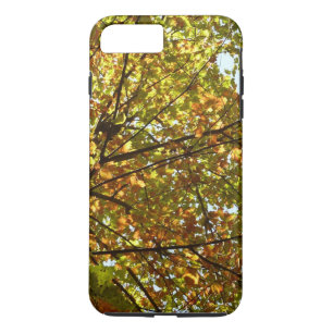 Coques Pour iPhone Carte d'automne verte et dorée d'un érable en chan
