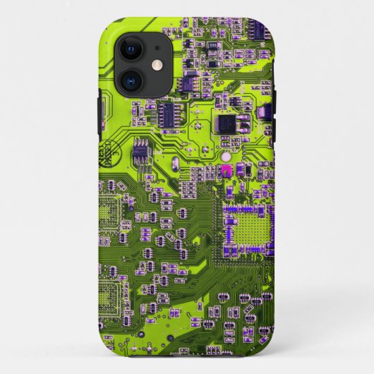 Coques Case-Mate iPhone Carte de circuit Geek d'ordinateur - jaune néon (Dos)