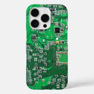 Coques iPhone 16 Pro Carte de circuit Geek d'ordinateur vert