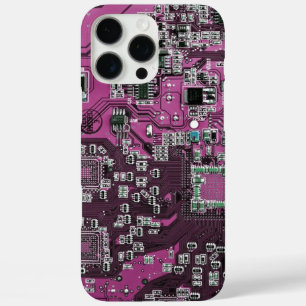Coques iPhone 16 Pro Max Carte de circuit Geek d'ordinateur violet