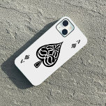 Coque Pour iPhone 14 Carte de jeu Ace of Spades Black and White<br><div class="desc">Fabriqué pour ressembler à un as de pique jouant à la carte ou à une carte trump,  ce design présente une illustration de pique ornée en noir et blanc.</div>