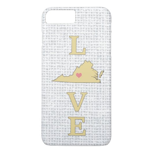 Coques Case-Mate iPhone Carte de l'État de Virginie déplaçable cœur LOVE (Dos)