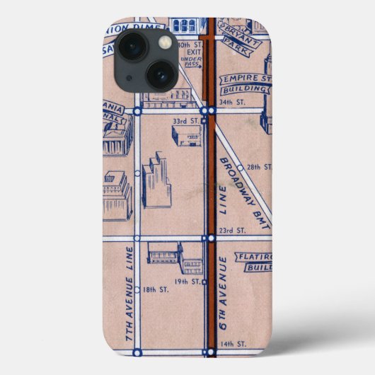 COQUES Case-Mate iPhone CARTE DE MÉTRO NEW YORK, 1940 2 (Verso)
