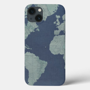iPhone 13 Case Carte de toile bleue du monde