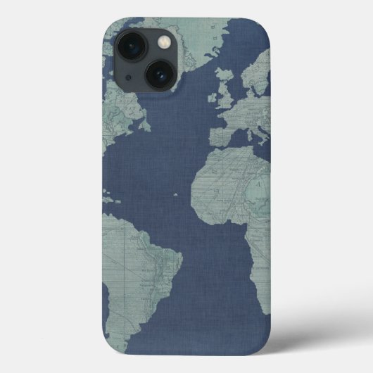 Coques Case-Mate iPhone Carte de toile bleue du monde (Verso)