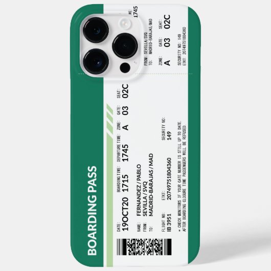 Coques Case-Mate iPhone Carte d'embarquement - Vert (Verso)