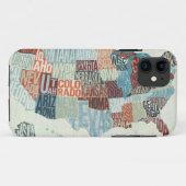Coques Case-Mate iPhone Carte des Etats-Unis avec des états dans les mots (Dos (Horizontal))