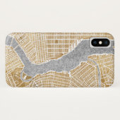 Coques Case-Mate iPhone Carte dorée de ville de New York (Dos (Horizontal))