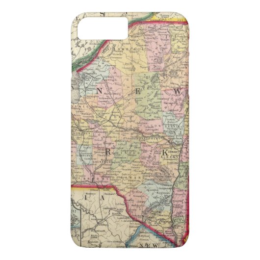 Coques Case-Mate iPhone Carte du comté des états de New York (Dos)