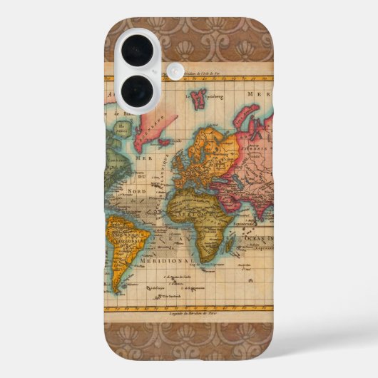 Coques Case-Mate iPhone Carte du monde 1700s Antique Continents (Verso)