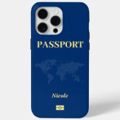 Coques Case-Mate iPhone Carte du monde bleu Passeport (Verso)