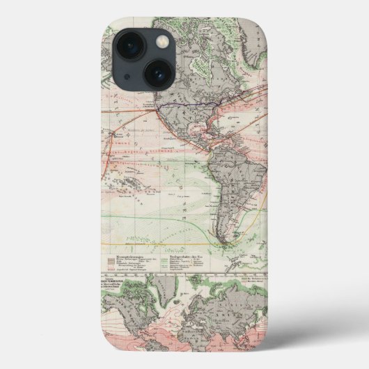 Coques Case-Mate iPhone Carte du monde des courants d'océan (Verso)
