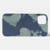 Coques Case-Mate iPhone Carte du monde du lin bleu (Verso (horizontal))