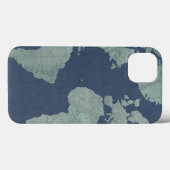 Coques Case-Mate iPhone Carte du monde du lin bleu (Verso (horizontal))