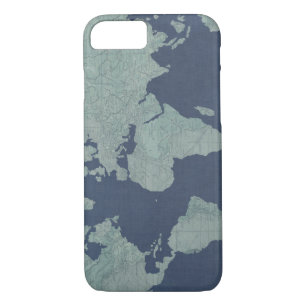 Etui iPhone Case-Mate Carte du monde du lin bleu