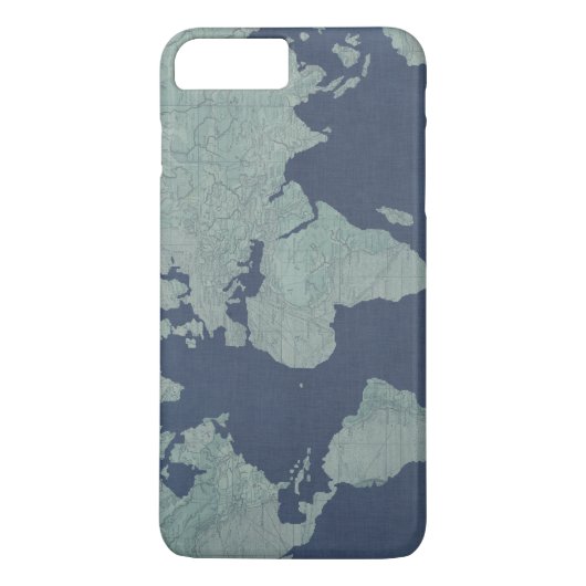 Coques Case-Mate iPhone Carte du monde du lin bleu (Dos)