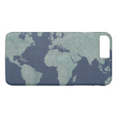 Coques Case-Mate iPhone Carte du monde du lin bleu (Dos (Horizontal))