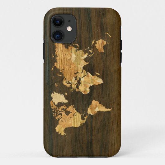 Coques Case-Mate iPhone Carte du monde en bois (Dos)