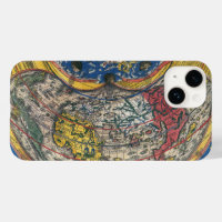 Carte du monde en forme de cœur antique de Peter A