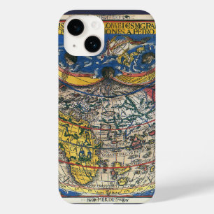 Coque Pour iPhone 14 Carte du monde en forme de coeur antique par Peter