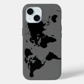 Coques Case-Mate iPhone Carte du monde gris noir (Verso)