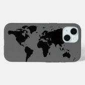 Coques Case-Mate iPhone Carte du monde gris noir (Verso (horizontal))