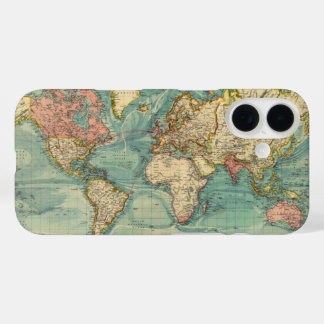 Coques iPhone 16 Carte du monde vintage