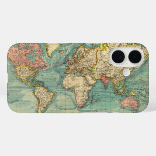 Coques iPhone 16 Carte du monde vintage